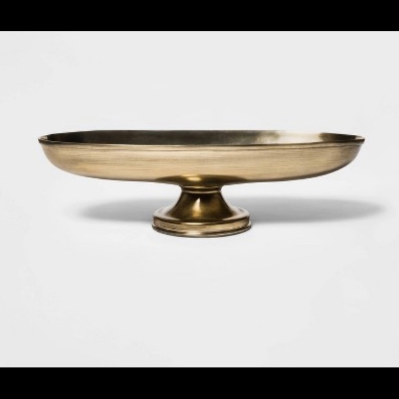 Threshold Other - 13" x 7.2" Oblong Brass Footed Bowl Gold Threshold Other - 13" x 7.2" Oblong Brass Footed Bowl Gold
